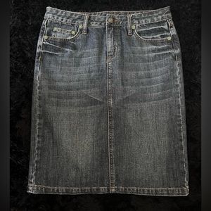 vintage denim midi skirt